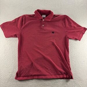 Brooks Brothers 346 Red White Striped Short Sleeve Polo Shirt Mens Medium Cotton
